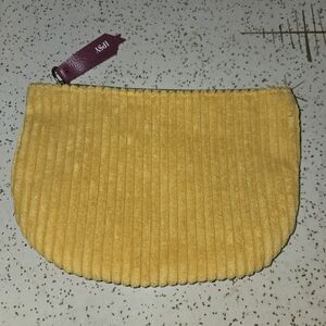 Ipsy Yellow & Burgundy Corduroy Pouch